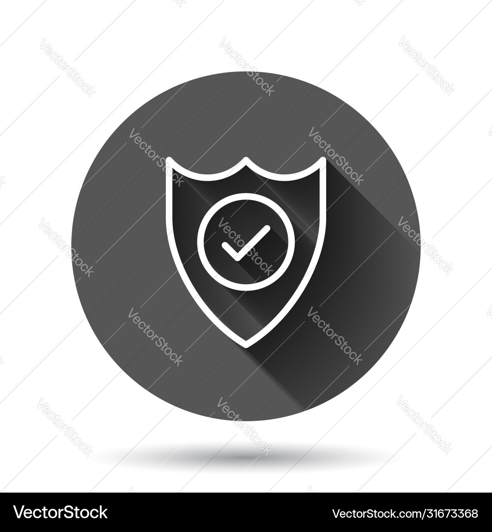 Shield with check mark icon in flat style protect Shield with check mark icon in flat style protect Vector Image