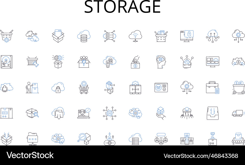 Storage line icons collection sprint scrum Storage line icons collection sprint scrum vector image