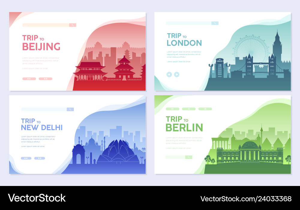 Travel Information Cards - Landscape Vector Image