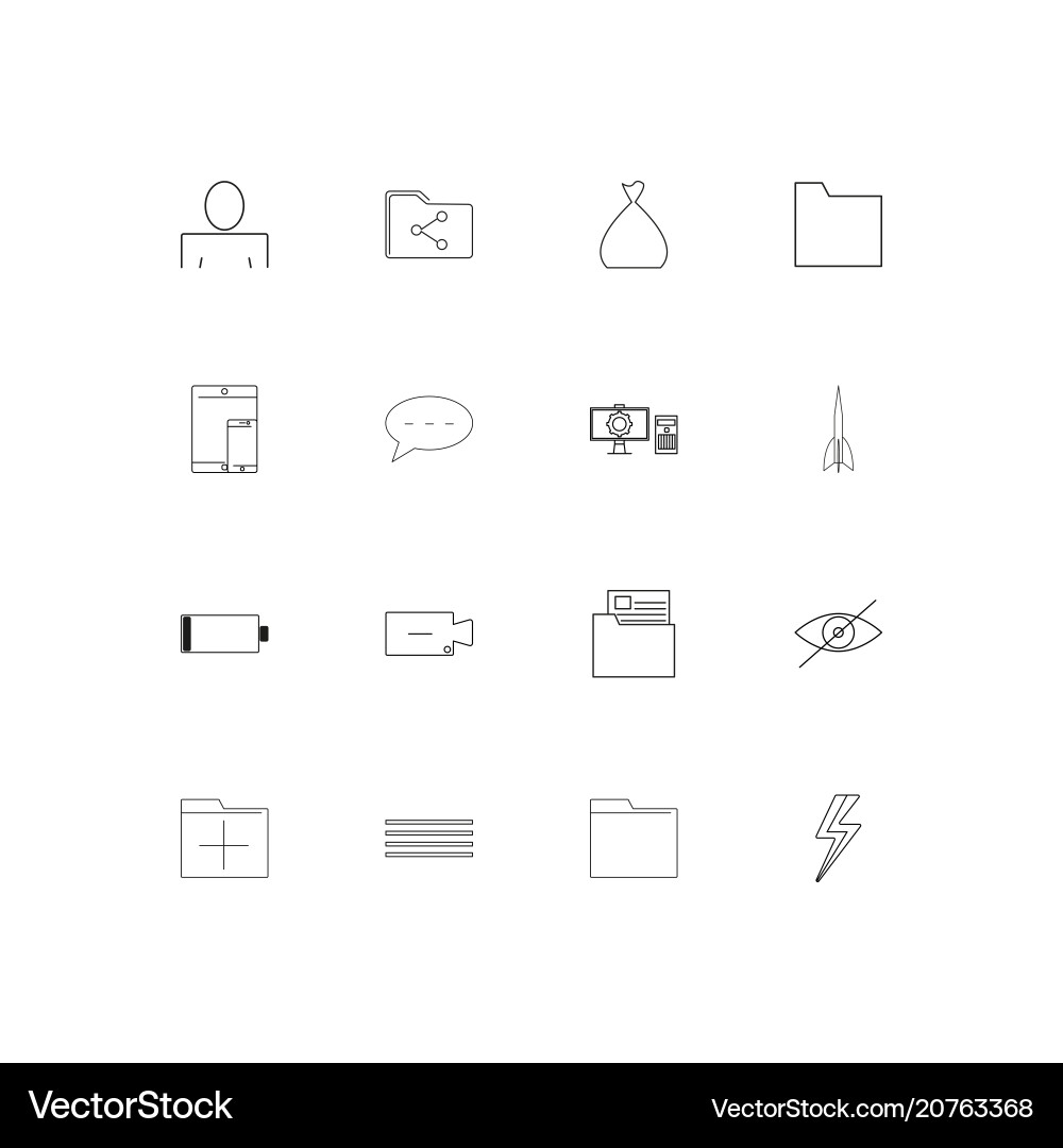 User interface linear thin icons set outlined vector image