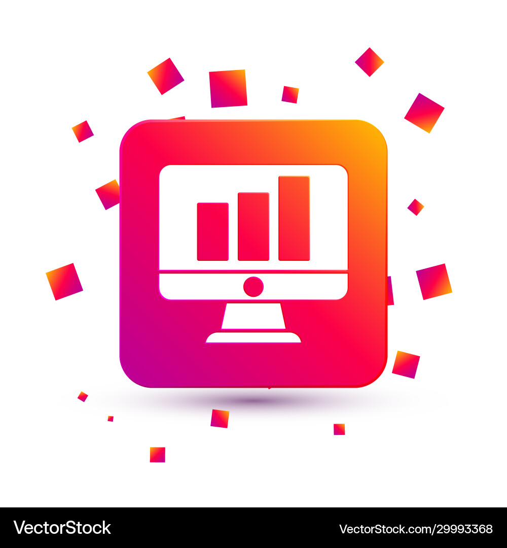 White computer monitor with graph chart icon White computer monitor with graph chart icon vector image