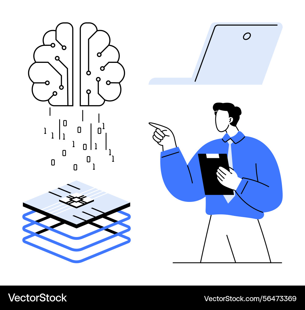 Artificial intelligence integration with machine Artificial intelligence integration with machine vector image