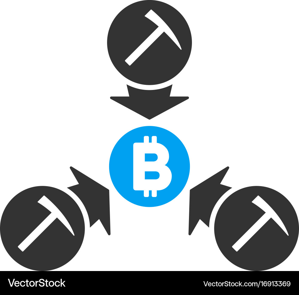 Bitcoin mining pool flat icon vector image