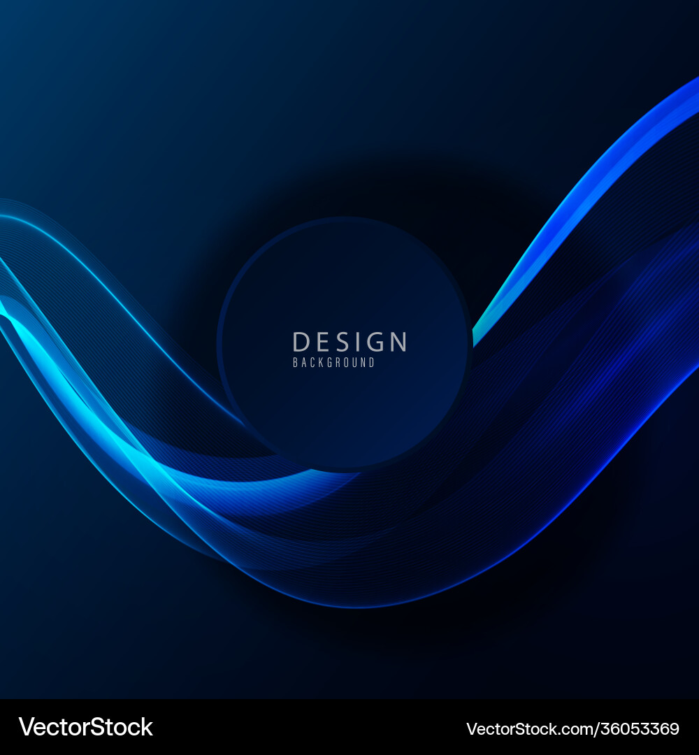 Blue wave design element on dark background Blue wave design element on dark background vector image