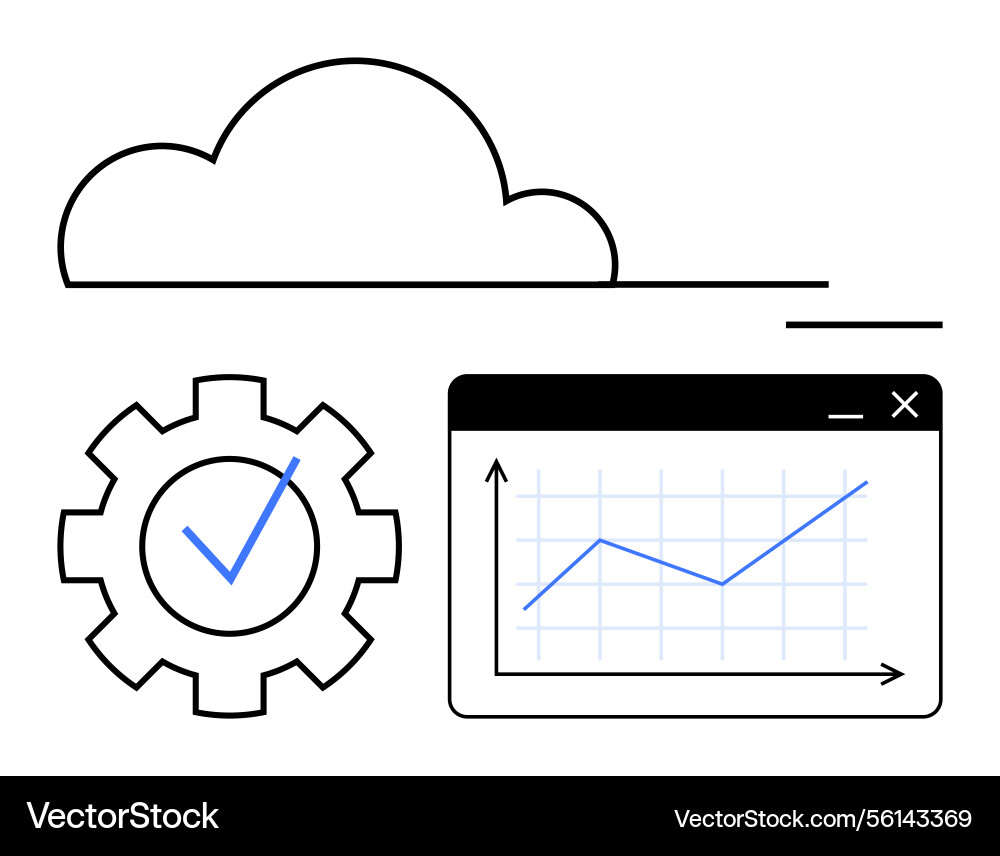 Cloud computing efficiency icon with chart Vector Image