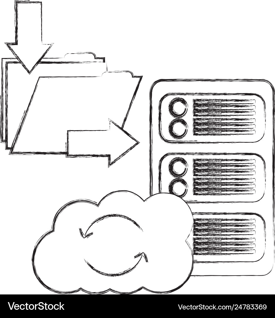 Cloud computing with server and folder Cloud computing with server and folder vector image