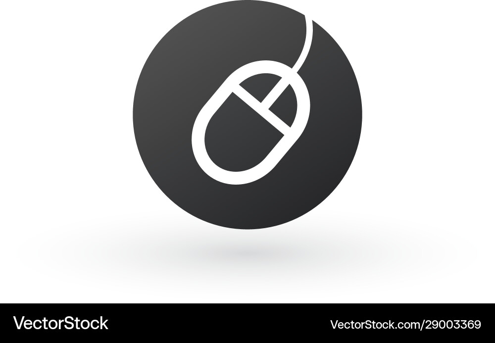 Computer mouse icon on round internet button Computer mouse icon on round internet button Vector Image