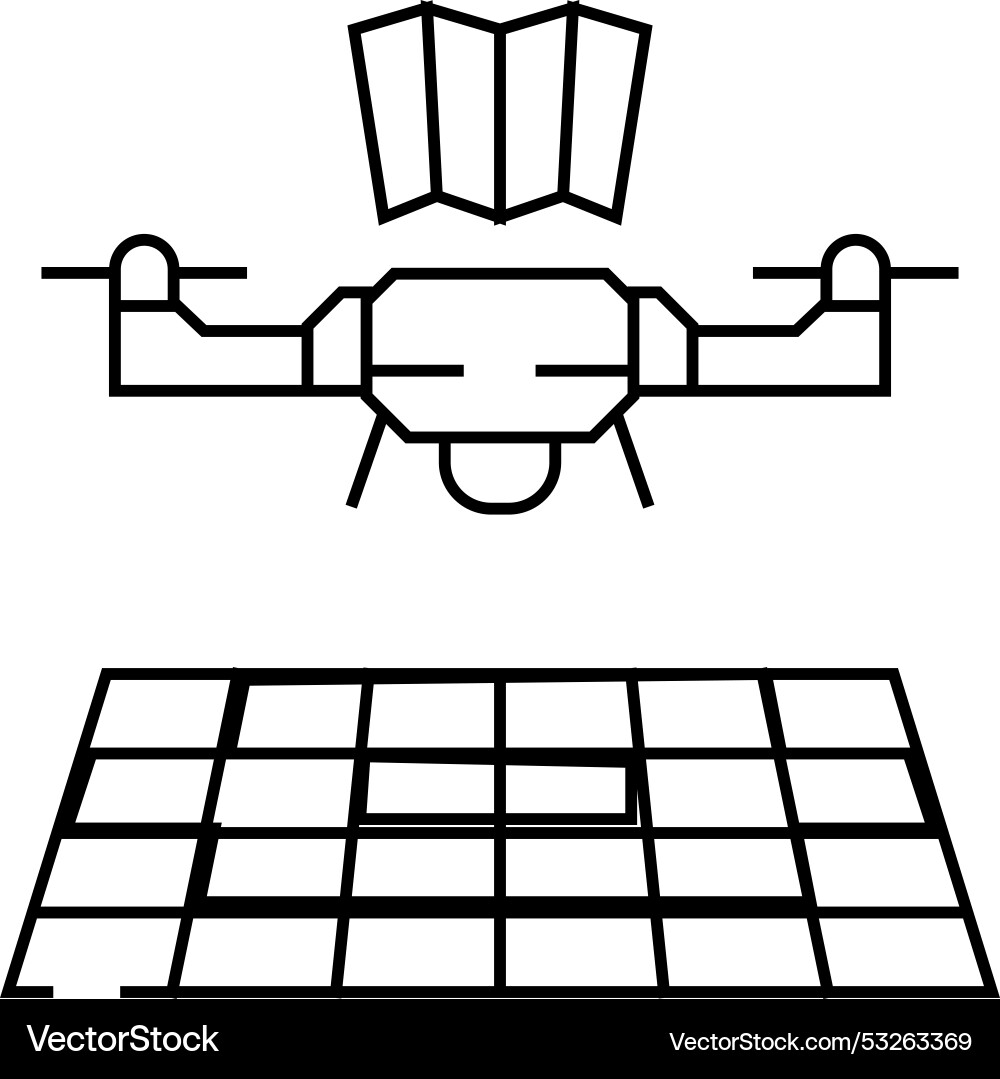 Drone mapping line icon Drone mapping line icon vector image