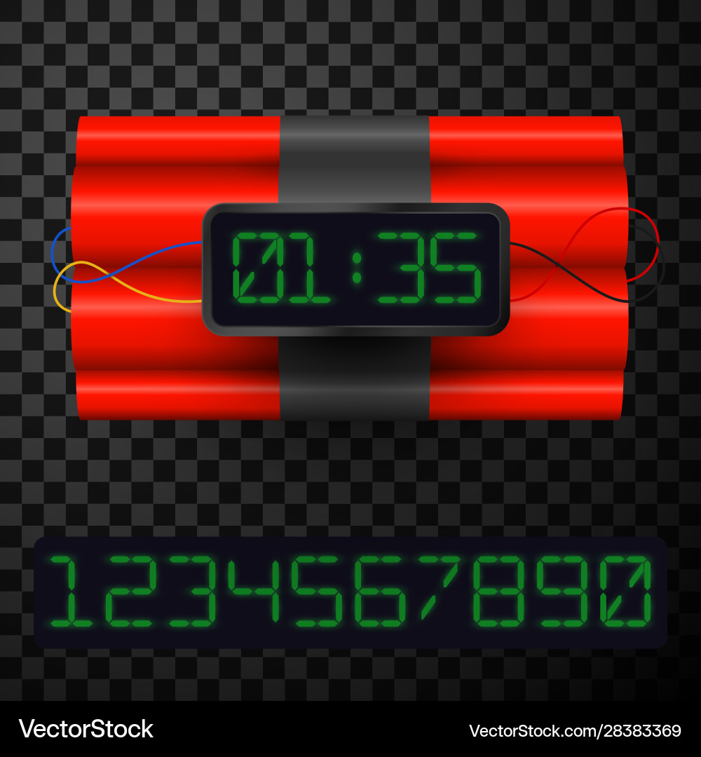 Dynamite with timer realistic 3d vector image