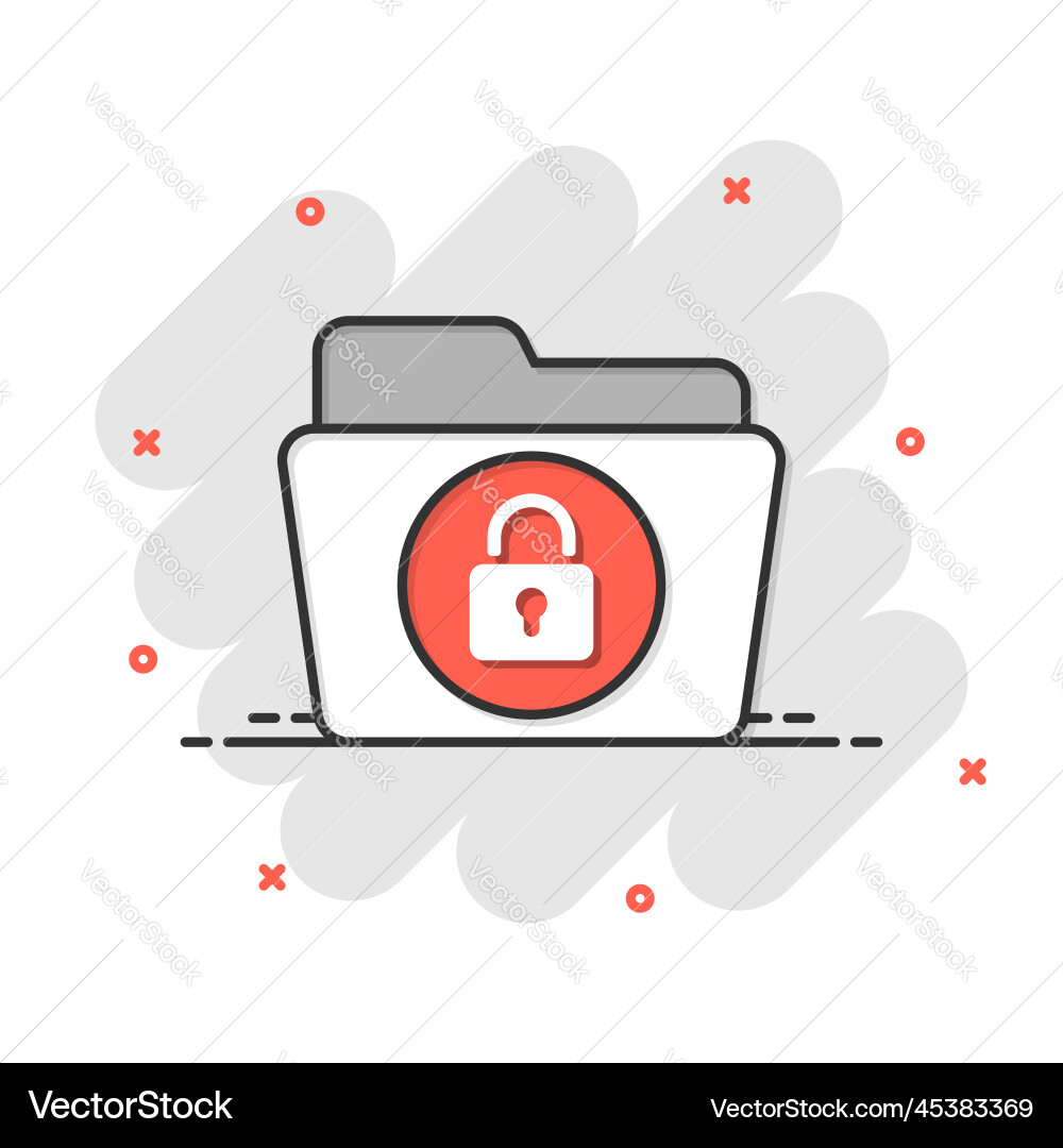 Files folder permission icon in comic style Vector Image