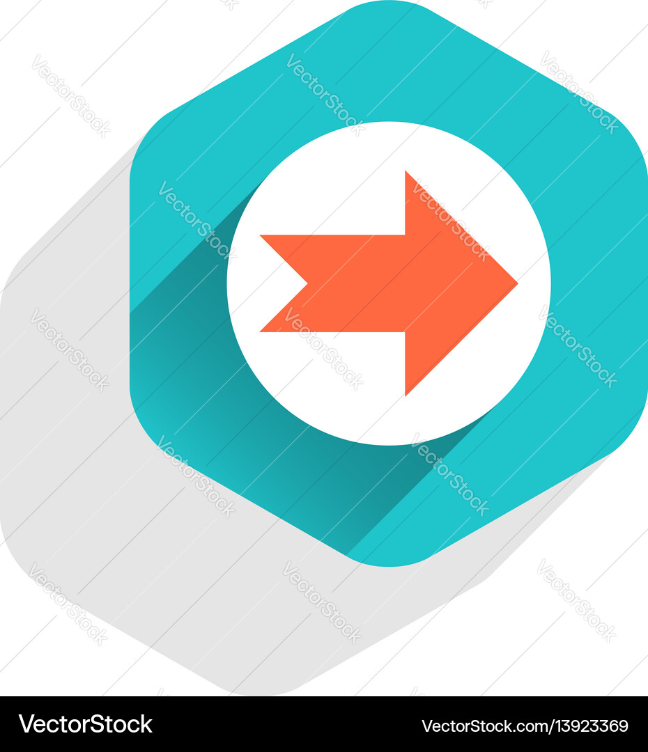 Flat arrow sign round icon hexagon button Flat arrow sign round icon hexagon button vector image