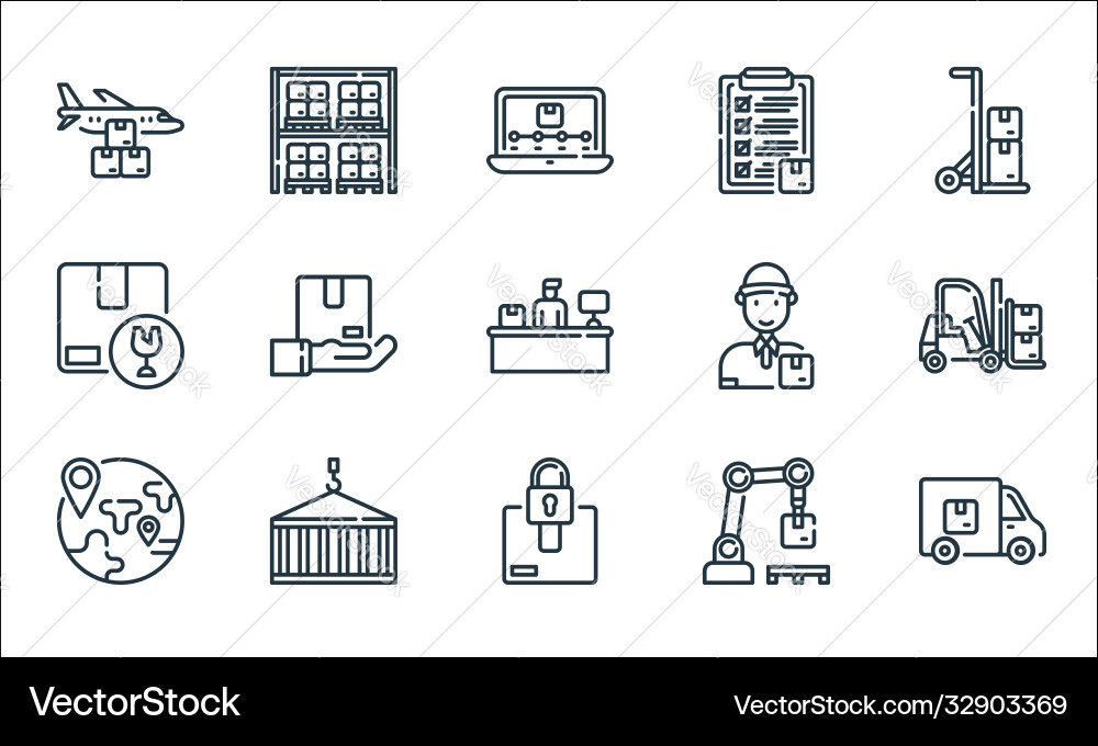Logistic and delivery line icons linear set Logistic and delivery line icons linear set vector image