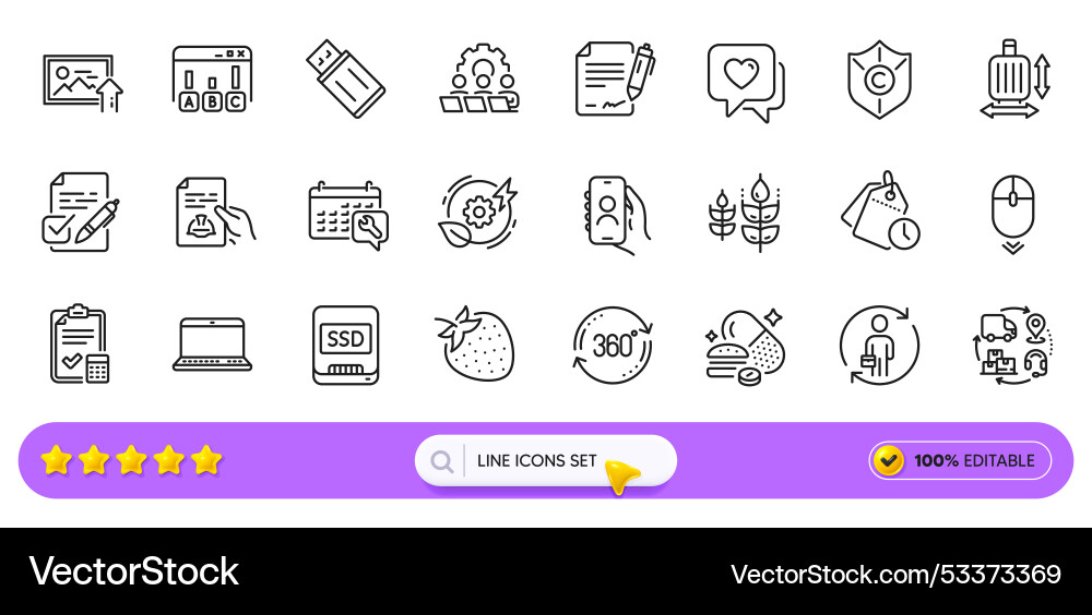 Notebook user call and scroll down line icons Notebook user call and scroll down line icons vector image