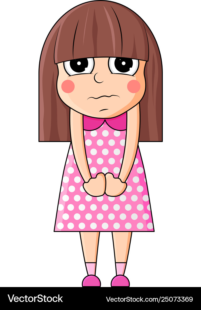 Süße Cartoon Mädchen mit deprimierten Emotionen Süße Cartoon Mädchen mit deprimierten Emotionen vektorbild
