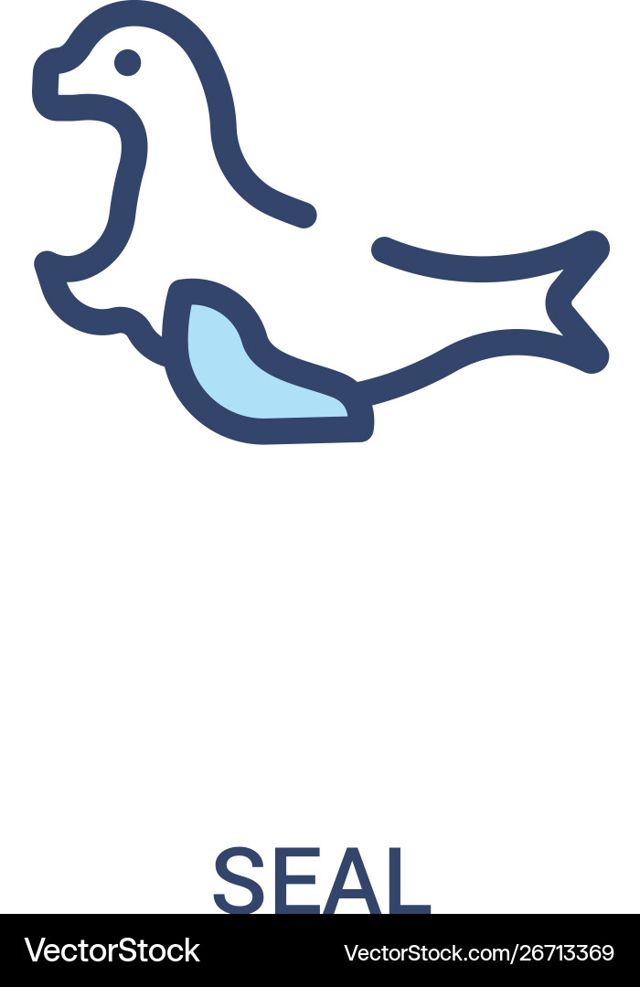 Seal concept 2 colored icon simple line element Seal concept 2 colored icon simple line element vector image