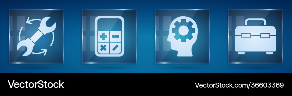 Set wrench and arrows as workflow calculator Set wrench and arrows as workflow calculator vector image