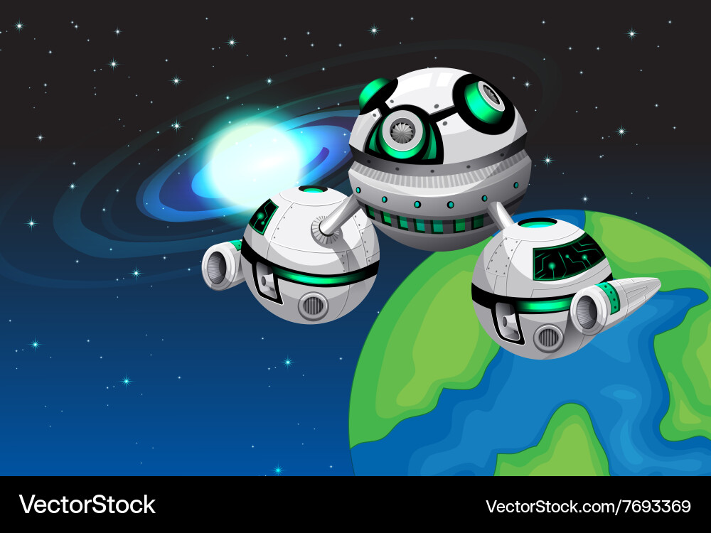 Spaceship floating in the space vector image