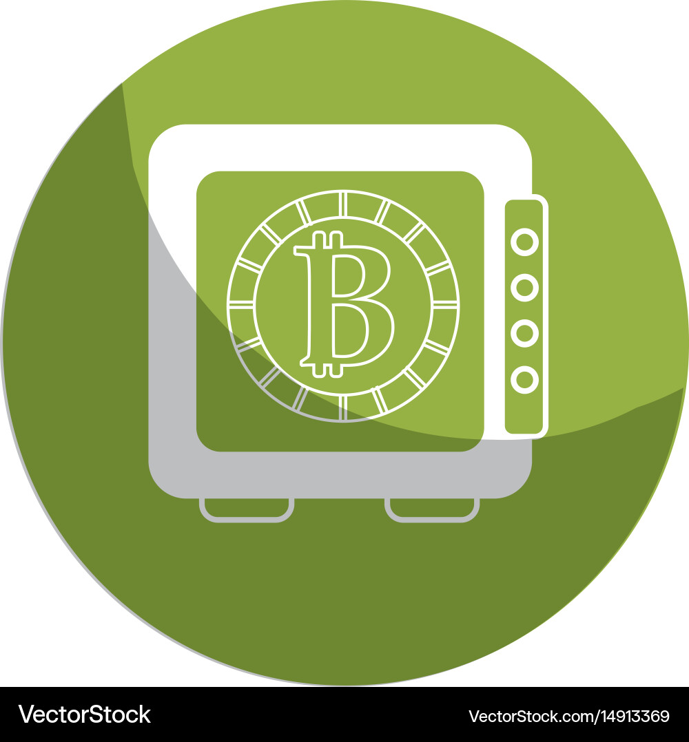 Sticker strongbox open with bitcoin currency Vector Image