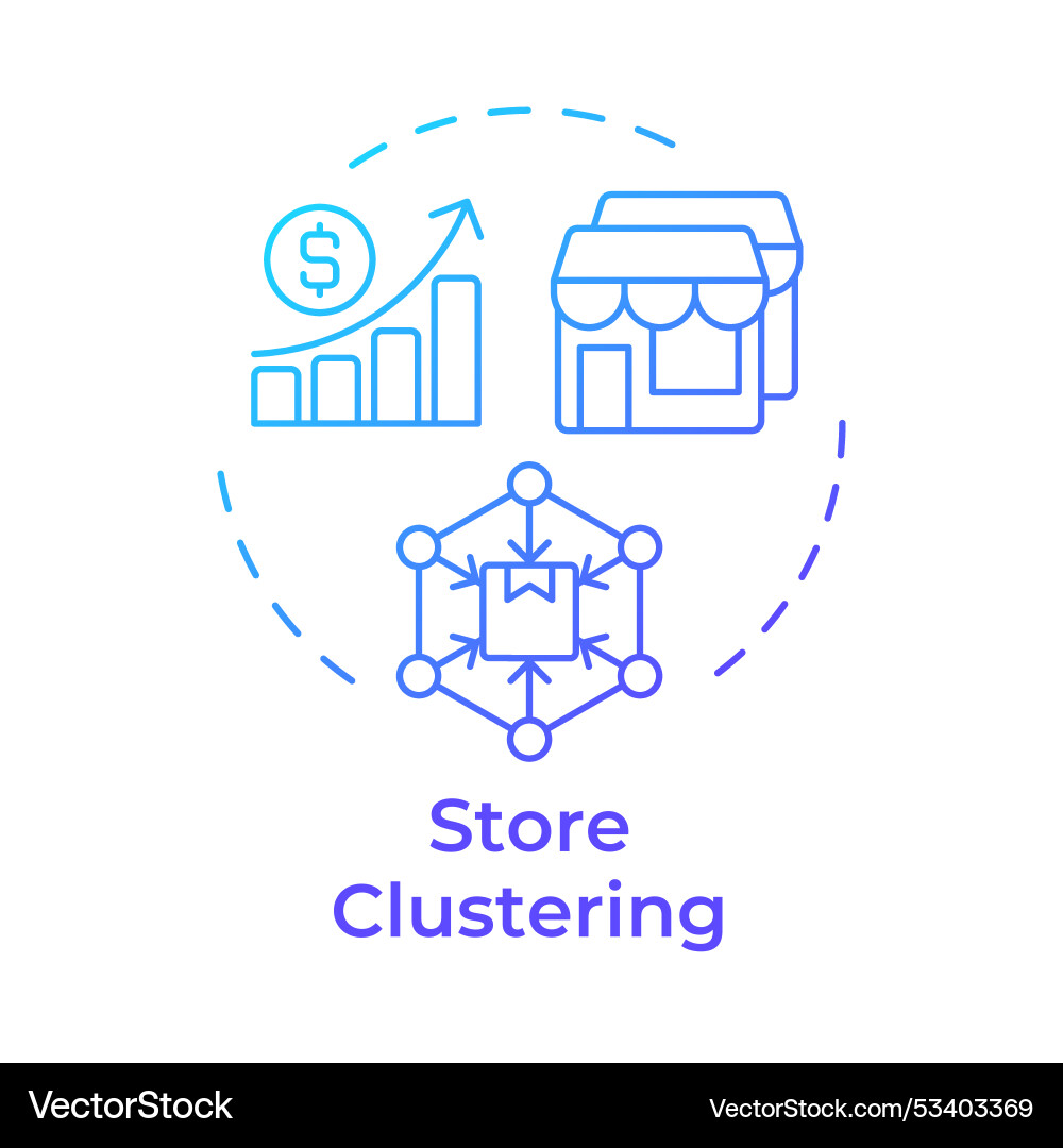 Store clustering blue gradient concept icon Vector Image