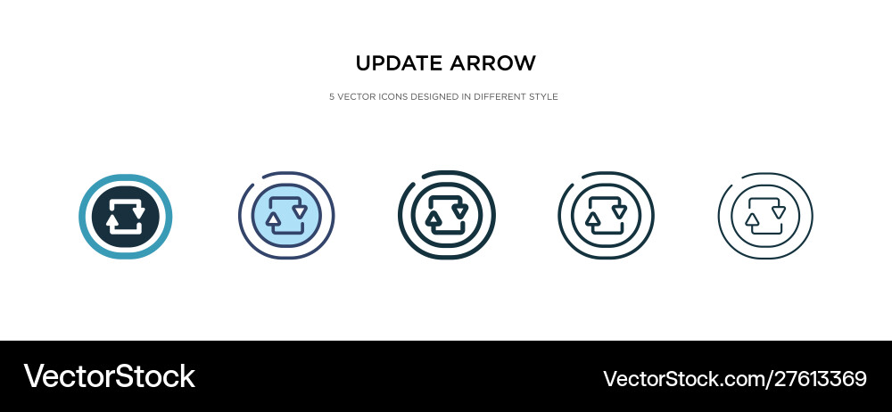 Update arrow icon in different style two colored Update arrow icon in different style two colored vector image