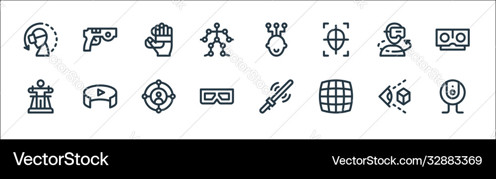 Virtual reality line icons linear set quality Virtual reality line icons linear set quality vector image