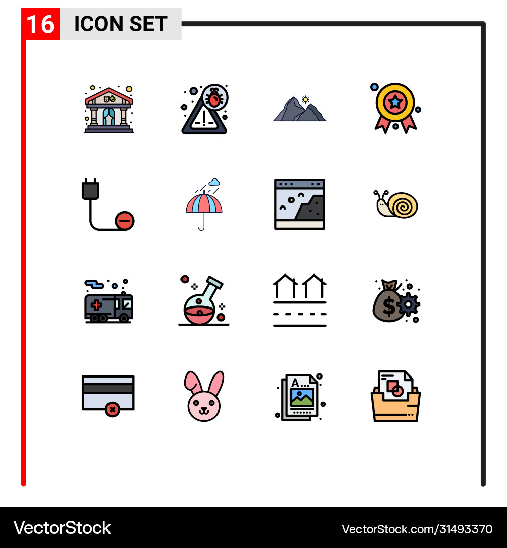 16 user interface flat color filled line pack Vector Image