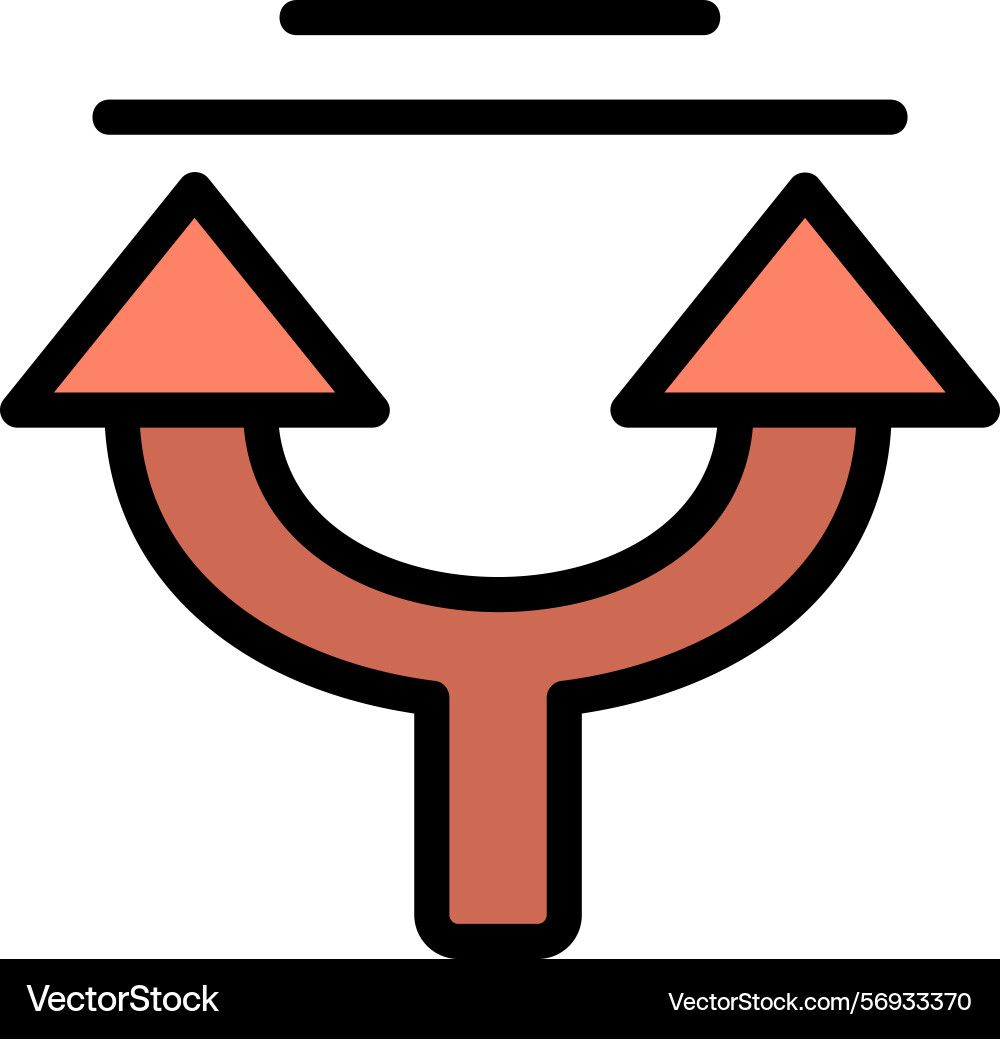 Arrow split up line filled style icon design Vector Image