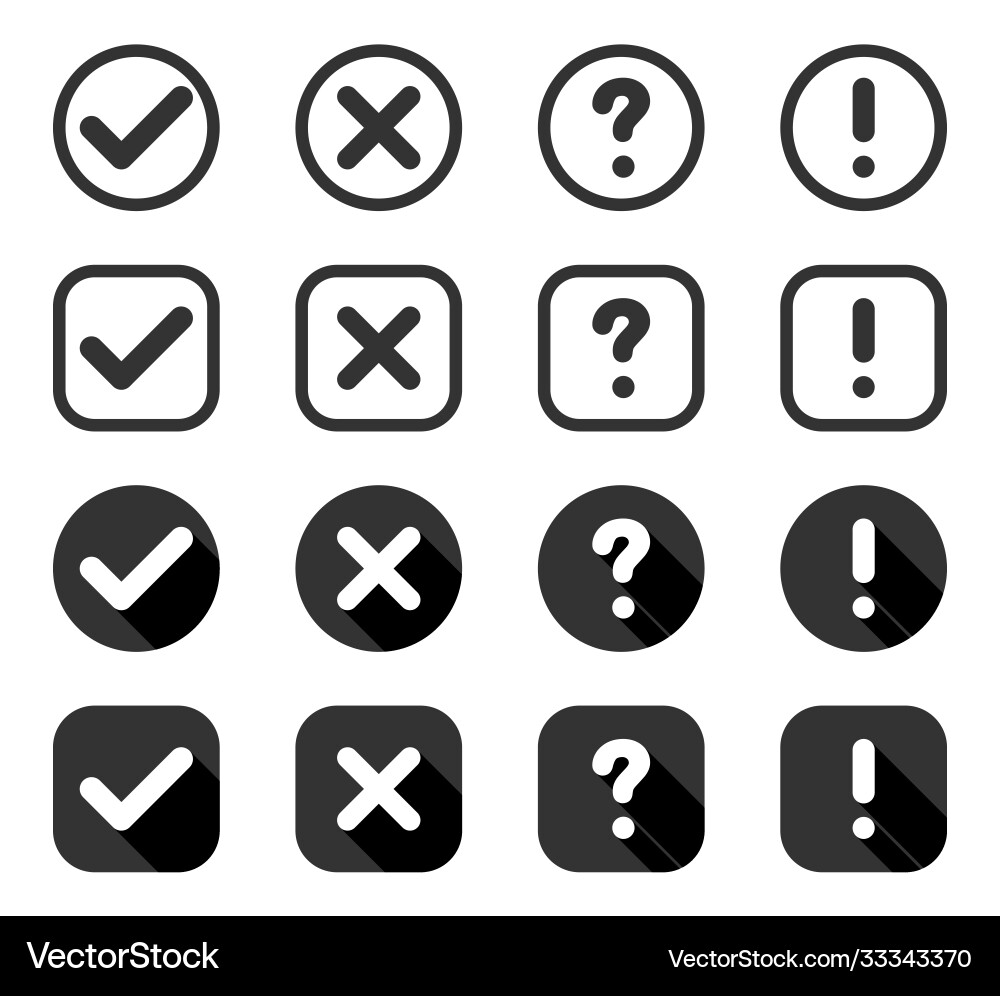 Buttons check mark and cross with question Vector Image