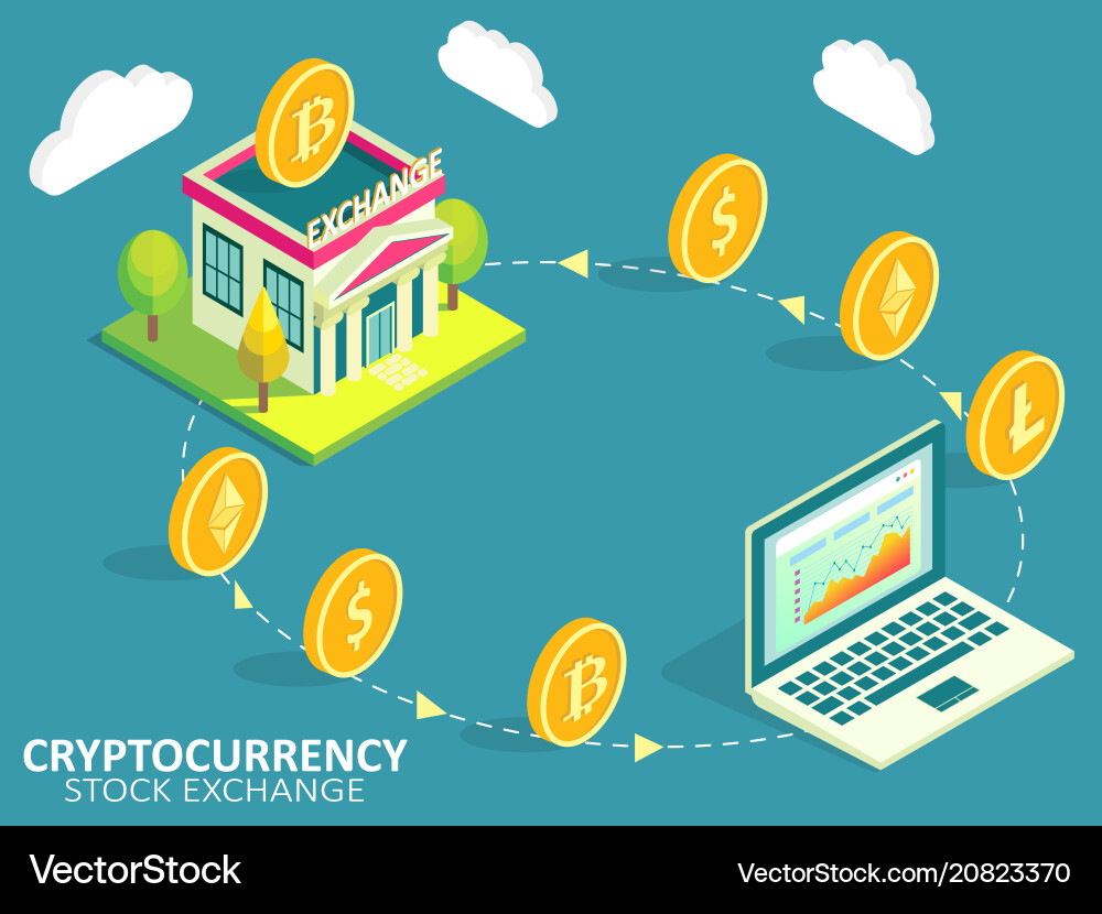 Cryptocurrency Exchange Process – Royalty-Free Vector | VectorStock