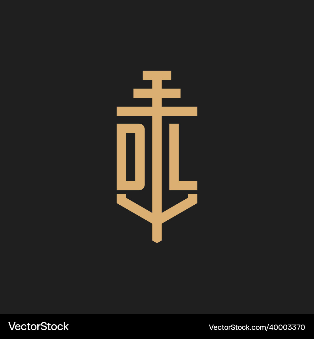 Dl initial logo monogram with pillar icon design Dl initial logo monogram with pillar icon design vector image