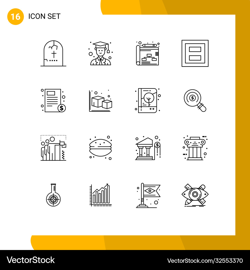 Editable line pack 16 simple outlines file Vector Image