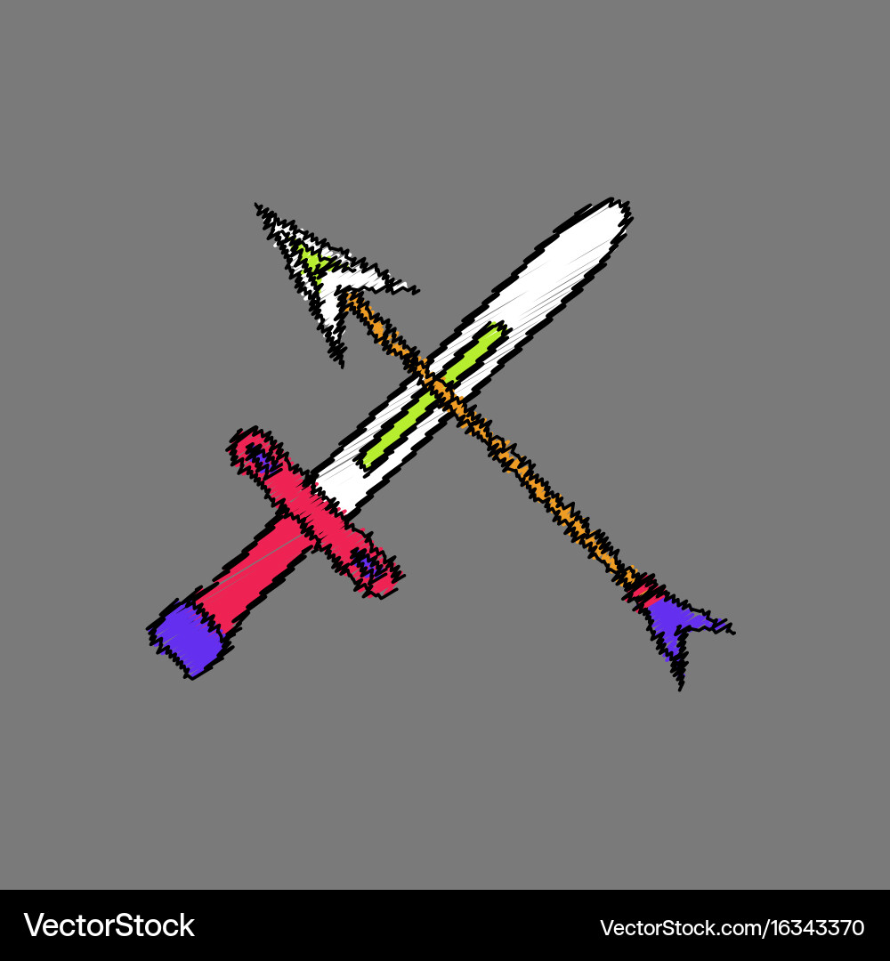 Flat shading style icon sword and arrow vector image