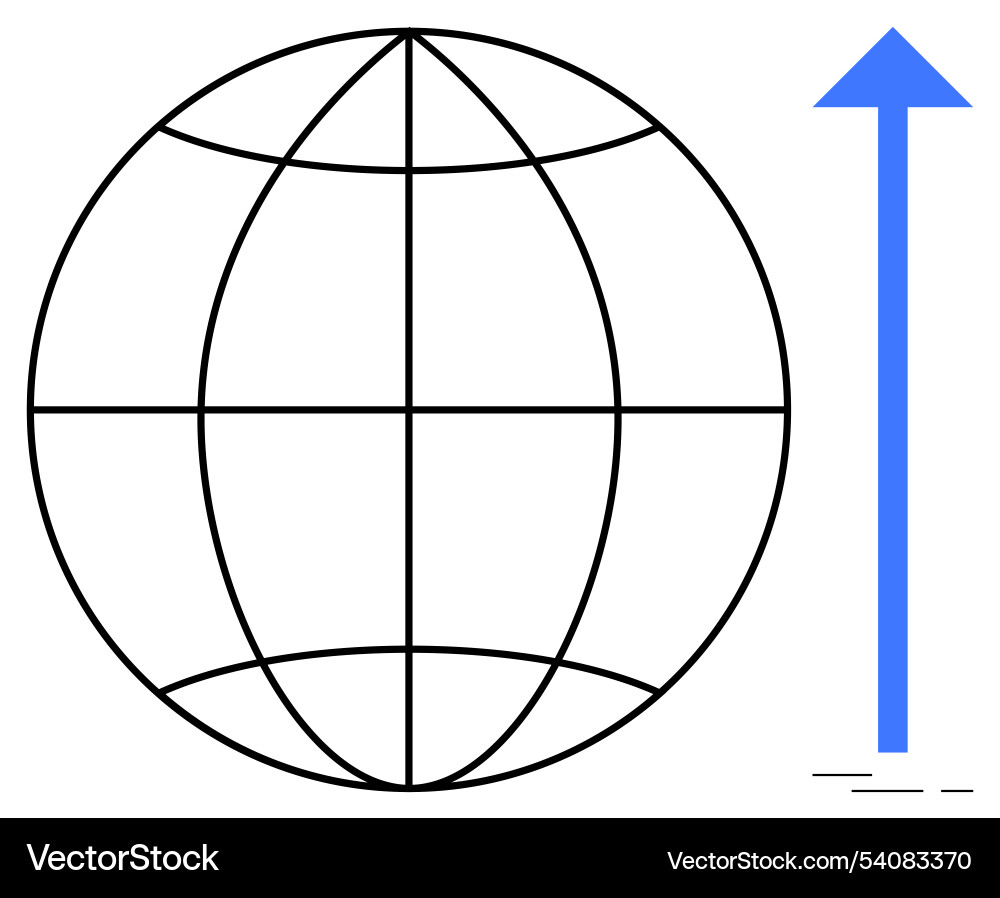 Globe with latitude and longitude lines upward Globe with latitude and longitude lines upward Vector Image