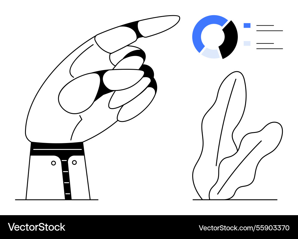 Hand pointing at data visualization chart Hand pointing at data visualization chart vector image