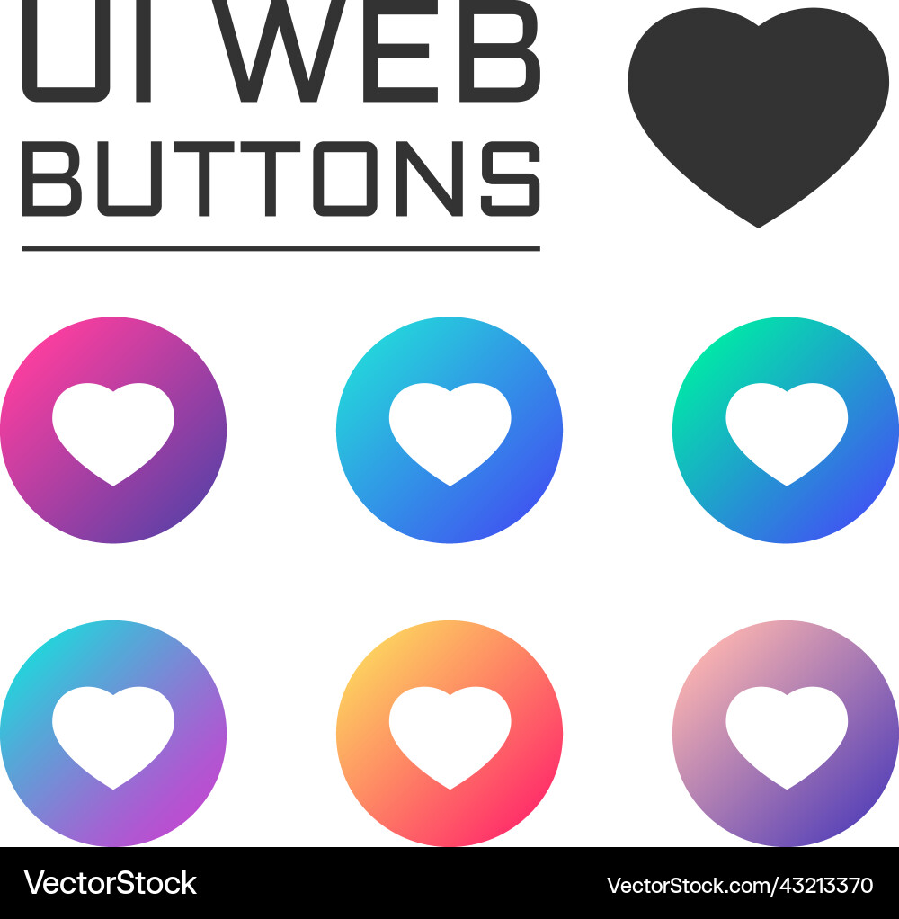 Heart ui web button icons Vector Image