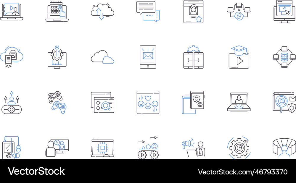 Information system line icons collection database Information system line icons collection database vector image