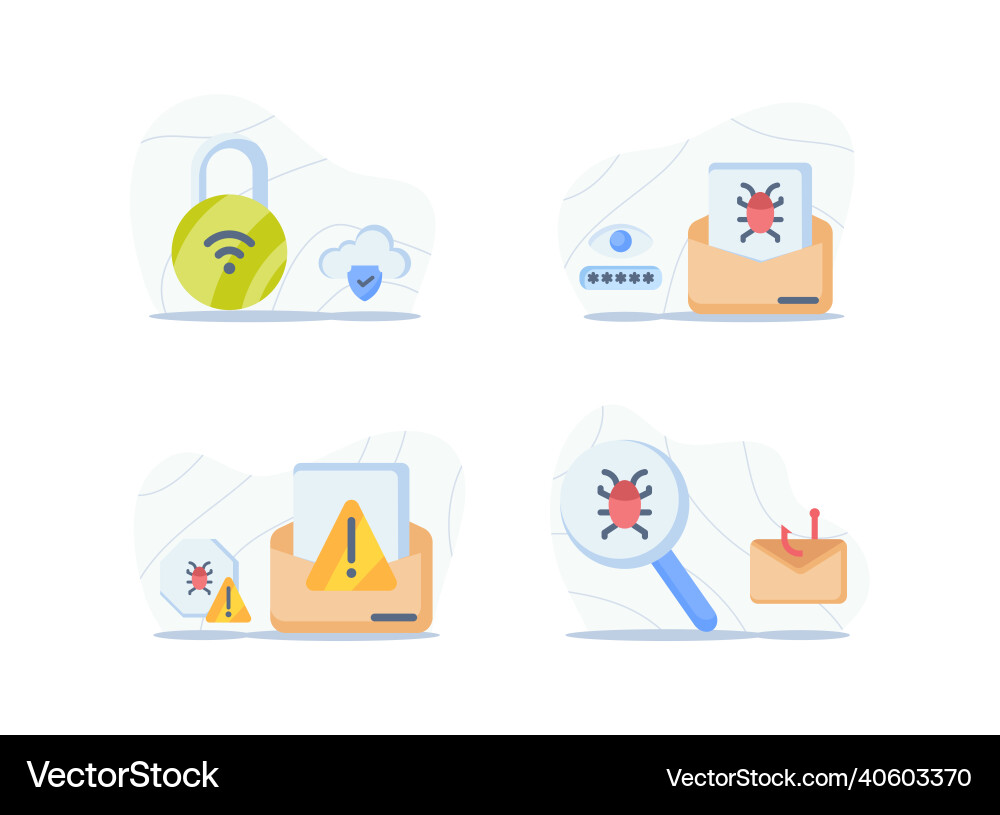 Internet security concept icon set package vector image