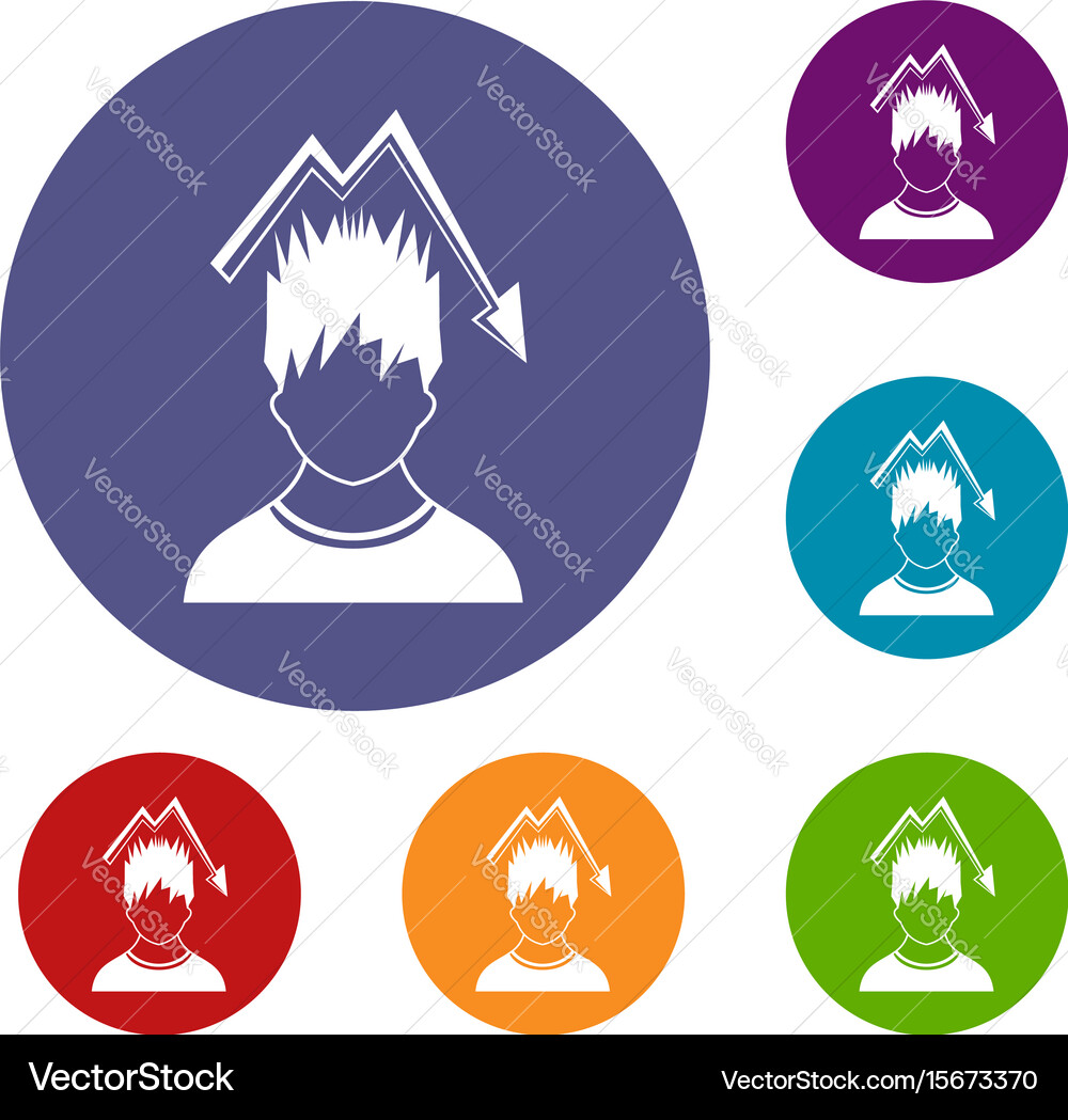 Man with falling red graph over head icons set Vector Image