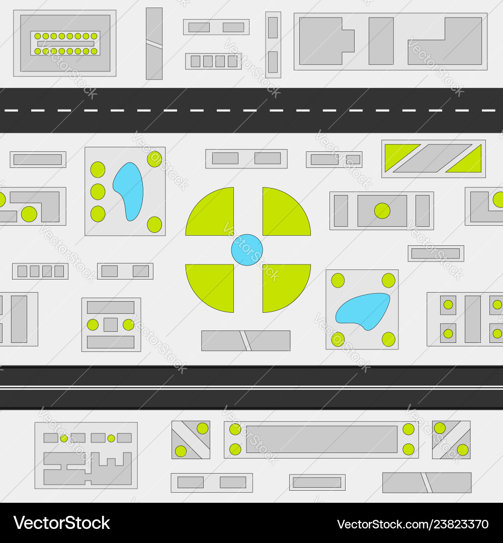 Map elements top view seamless pattern Map elements top view seamless pattern vector image