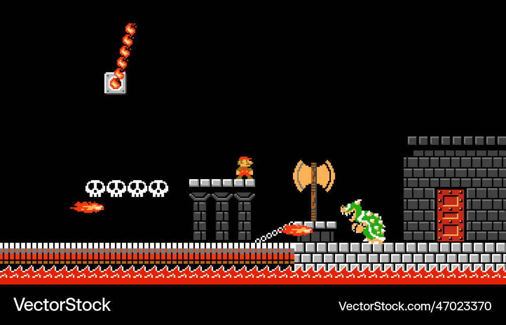 Mario in Bowser's Castle Vector Image