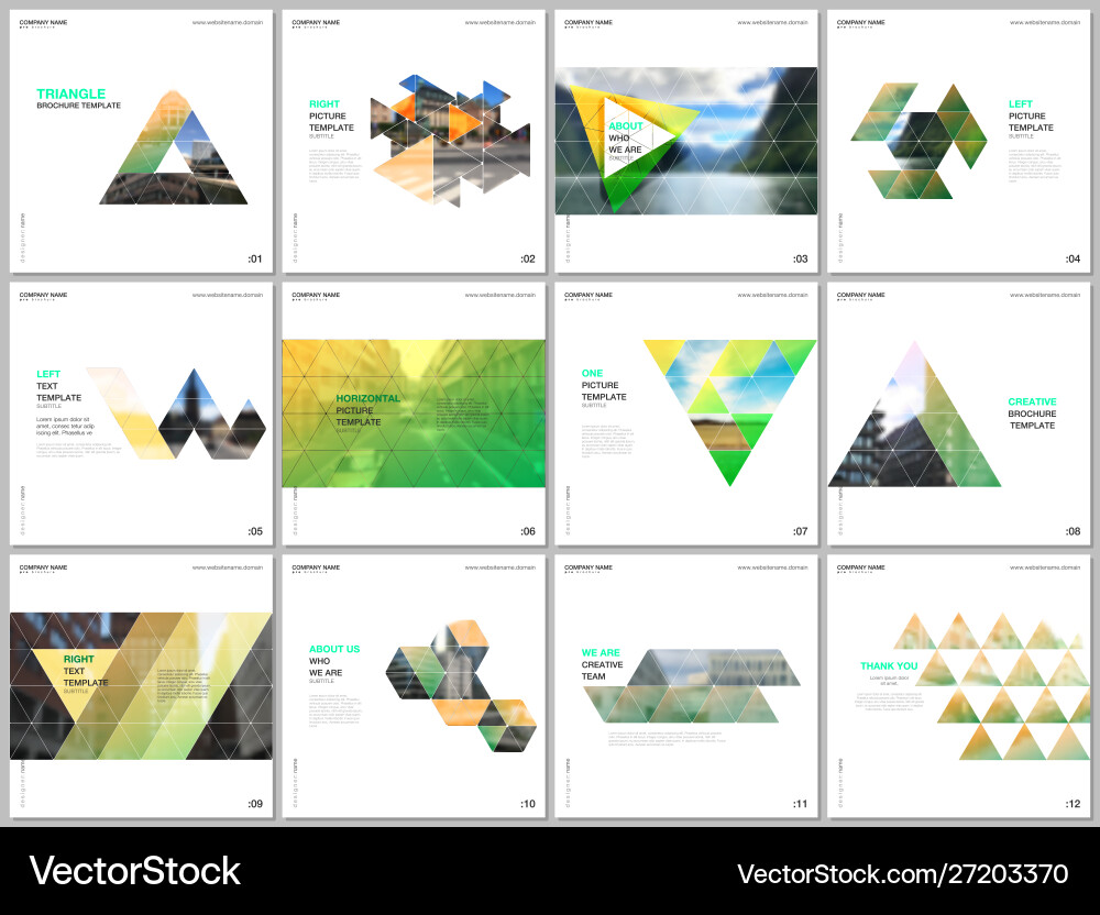 Minimal brochure templates with triangular design Minimal brochure templates with triangular design vector image