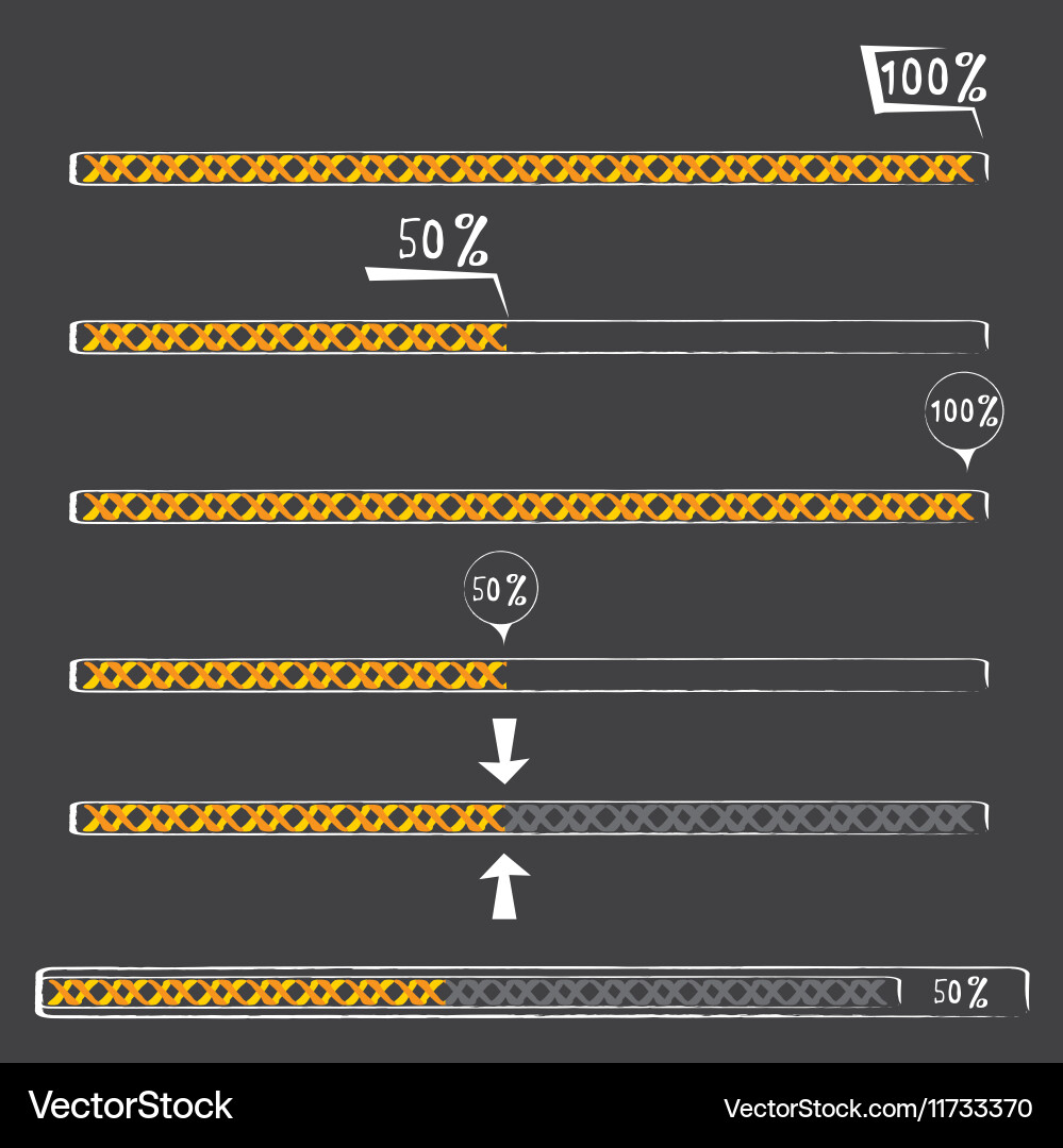 Orange preloaders and progress loading bars vector image