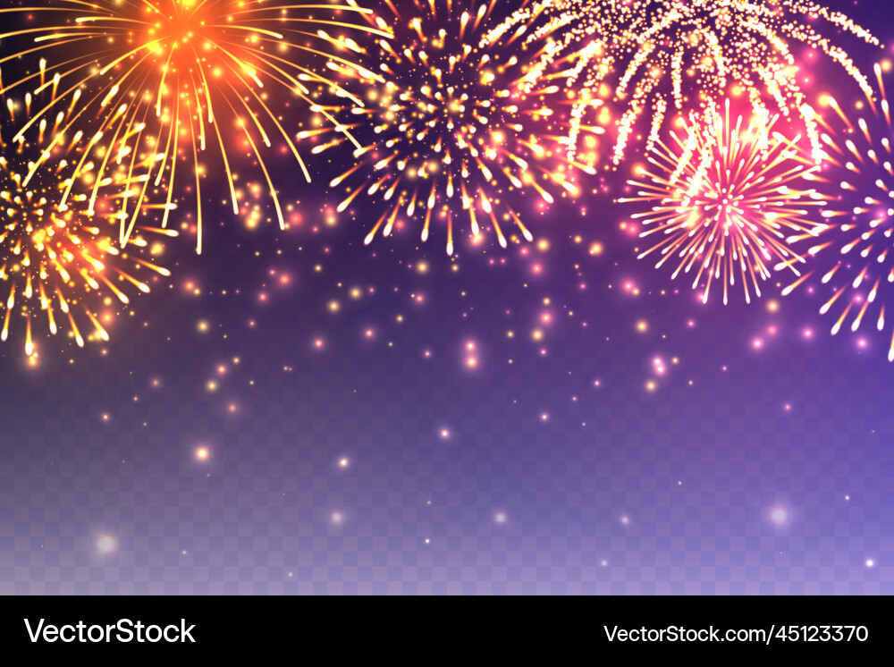 Realistic festive fireworks with transparency Realistic festive fireworks with transparency Vector Image