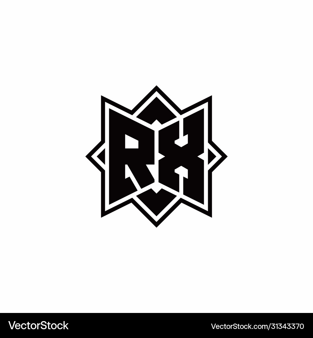 Rx monogram logo with square rotate style outline vector image