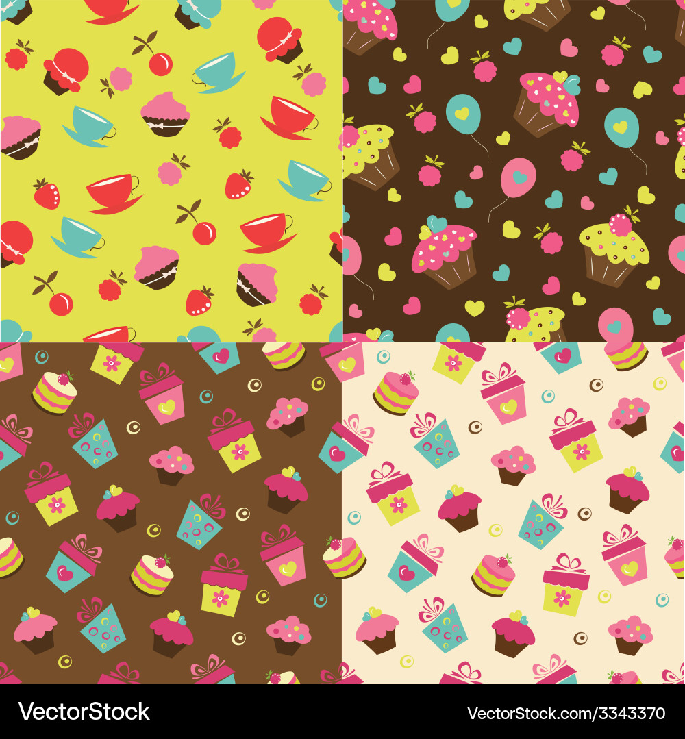 Set of cake seamless patterns Vector Image