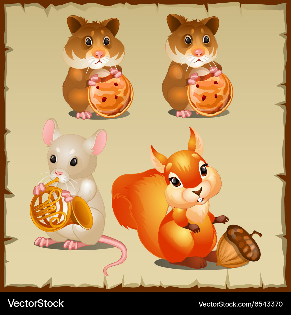 Set of squirrel with hamsters and mouse Vector Image