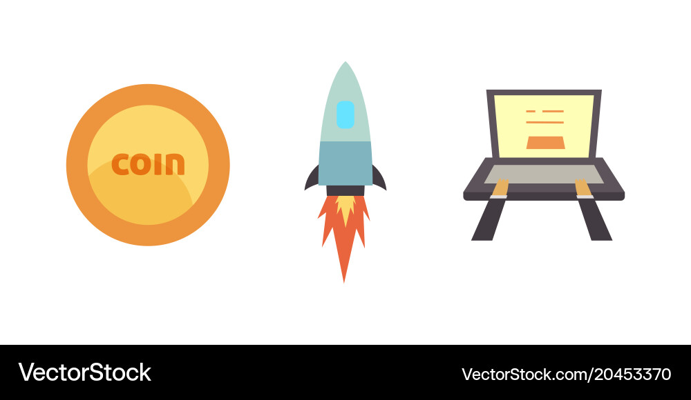 Token ico und blockchain vektorbild