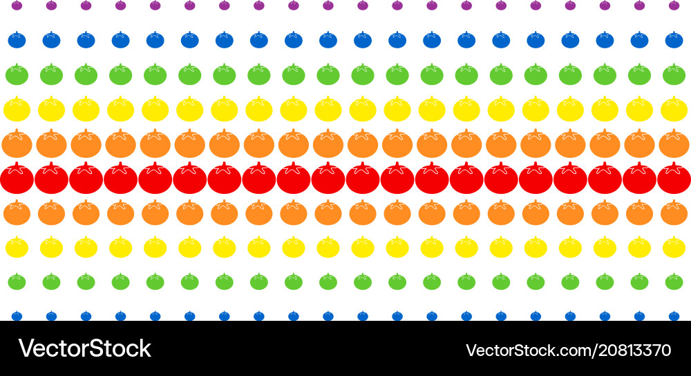Tomato vegetable shape halftone spectrum array Tomato vegetable shape halftone spectrum array vector image