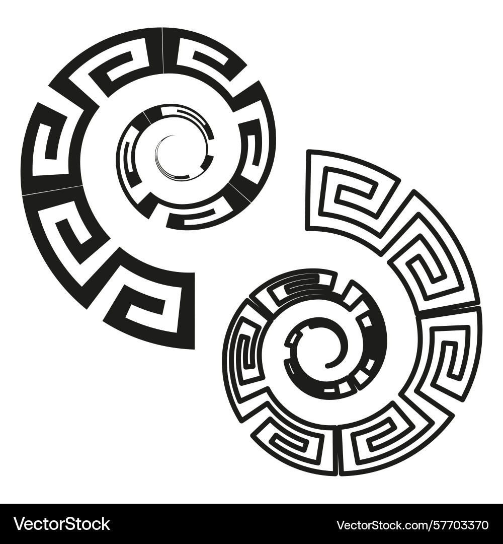 Two spiral patterns greek key elements abstract Two spiral patterns greek key elements abstract Vector Image