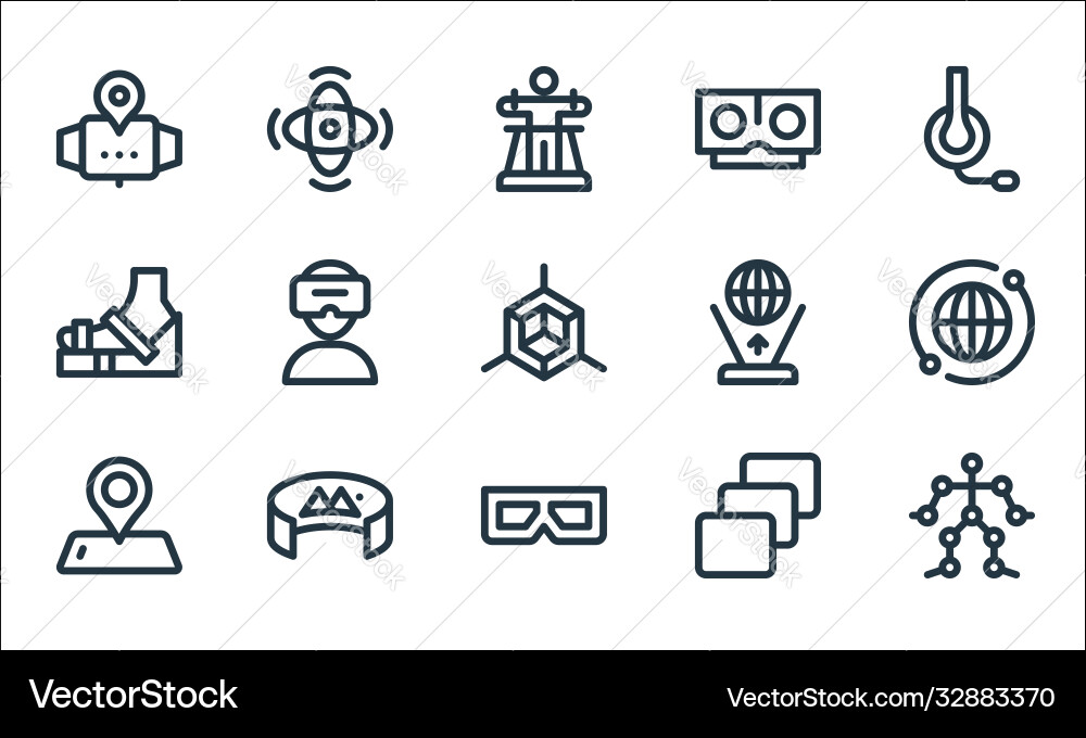 Virtual reality line icons linear set quality Virtual reality line icons linear set quality vector image
